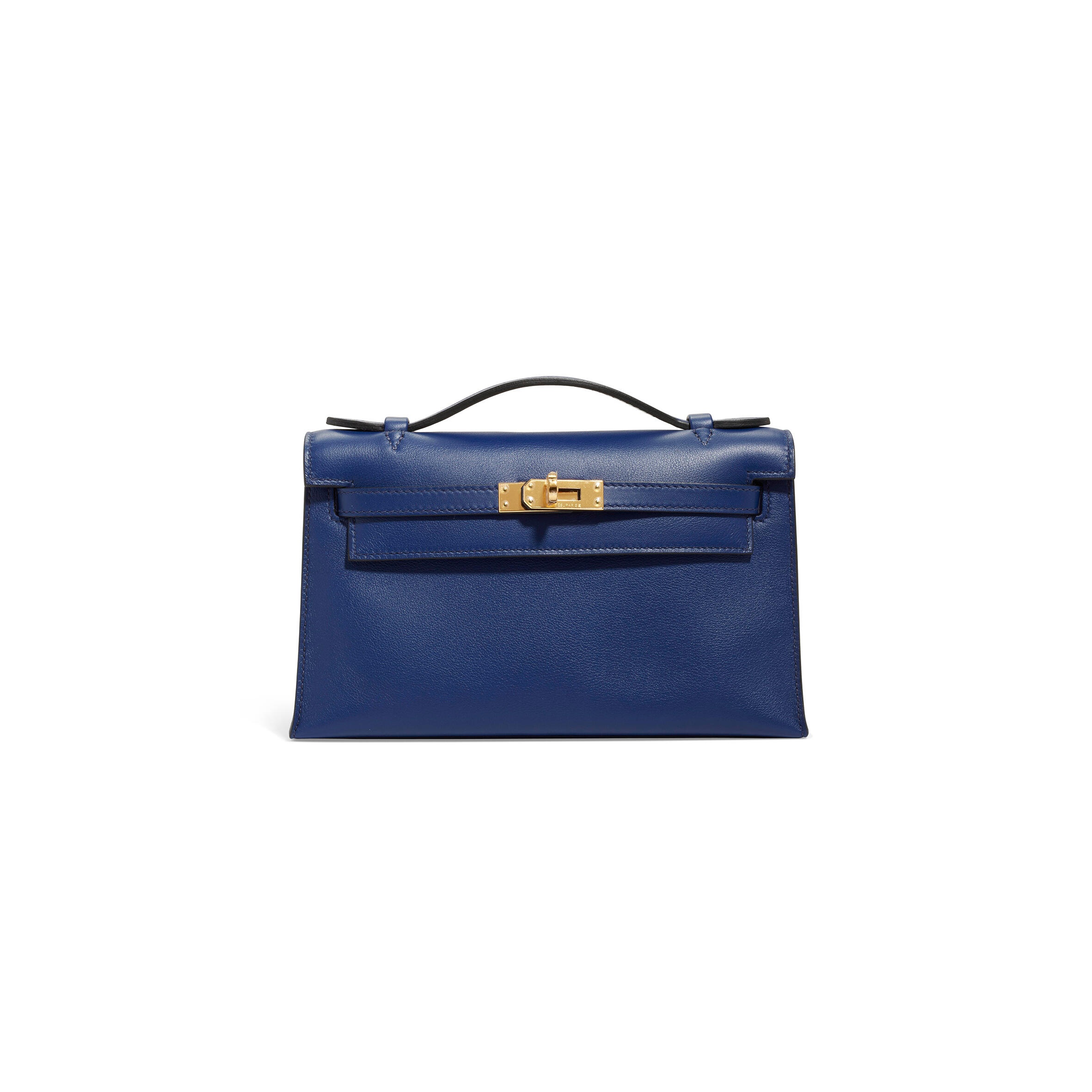 H**me5 A BLEU SAPHIR SWIFT LEATHER KELLY POCHETTE WITH GOLD HARDWARE (22*14*7cm) Master Quality